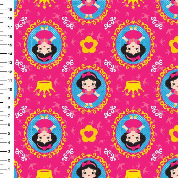 Tecido Tricoline Branca de Neve Pink Des 9100e2915 - Meia Tigela