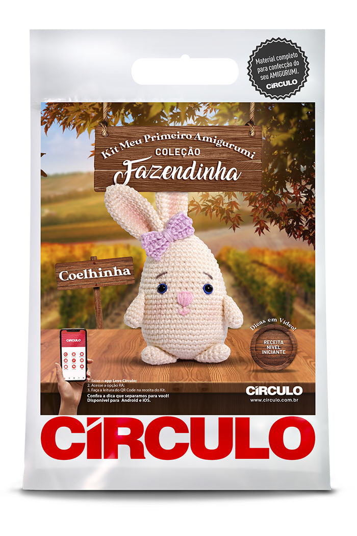 Kit Amigurumi - Coleção Fazendinha - Coelhinha - Círculo