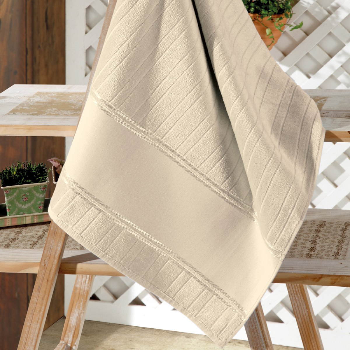 Toalhas Lavabo Dohler Velour Artesanalle - Cor Bege