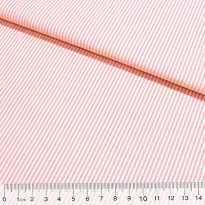 Tecido Tricoline Fio Tinto Listras P - Rosa BB - 100% Algodão
