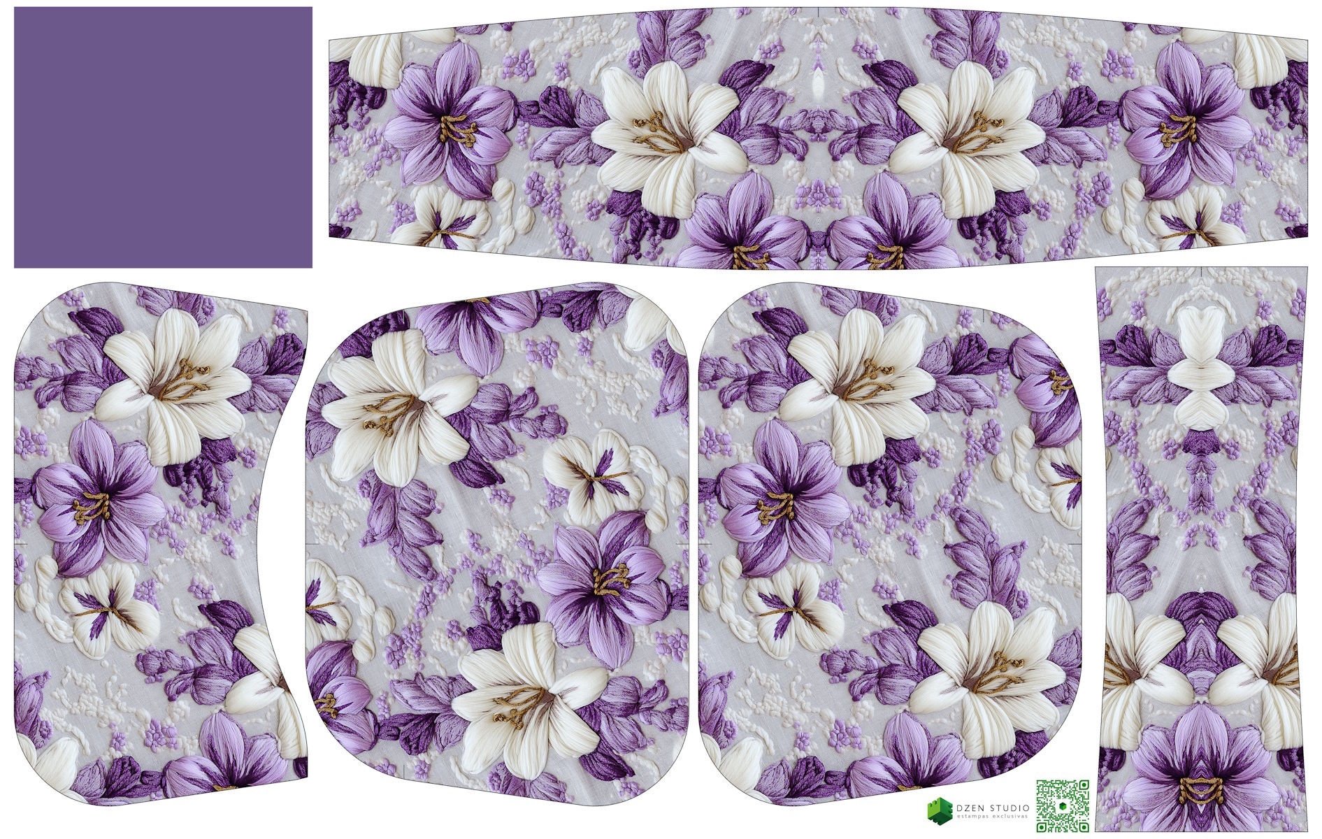 Painel Bolsa Marilene Floral Lilás