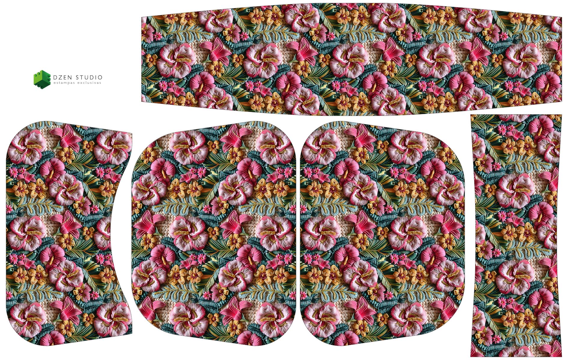Painel Bolsa Marilene Flores Rosa Tricô