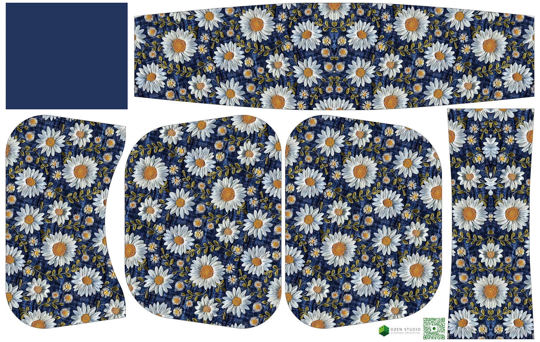 Painel Bolsa Marilene Margarida Fundo Jeans