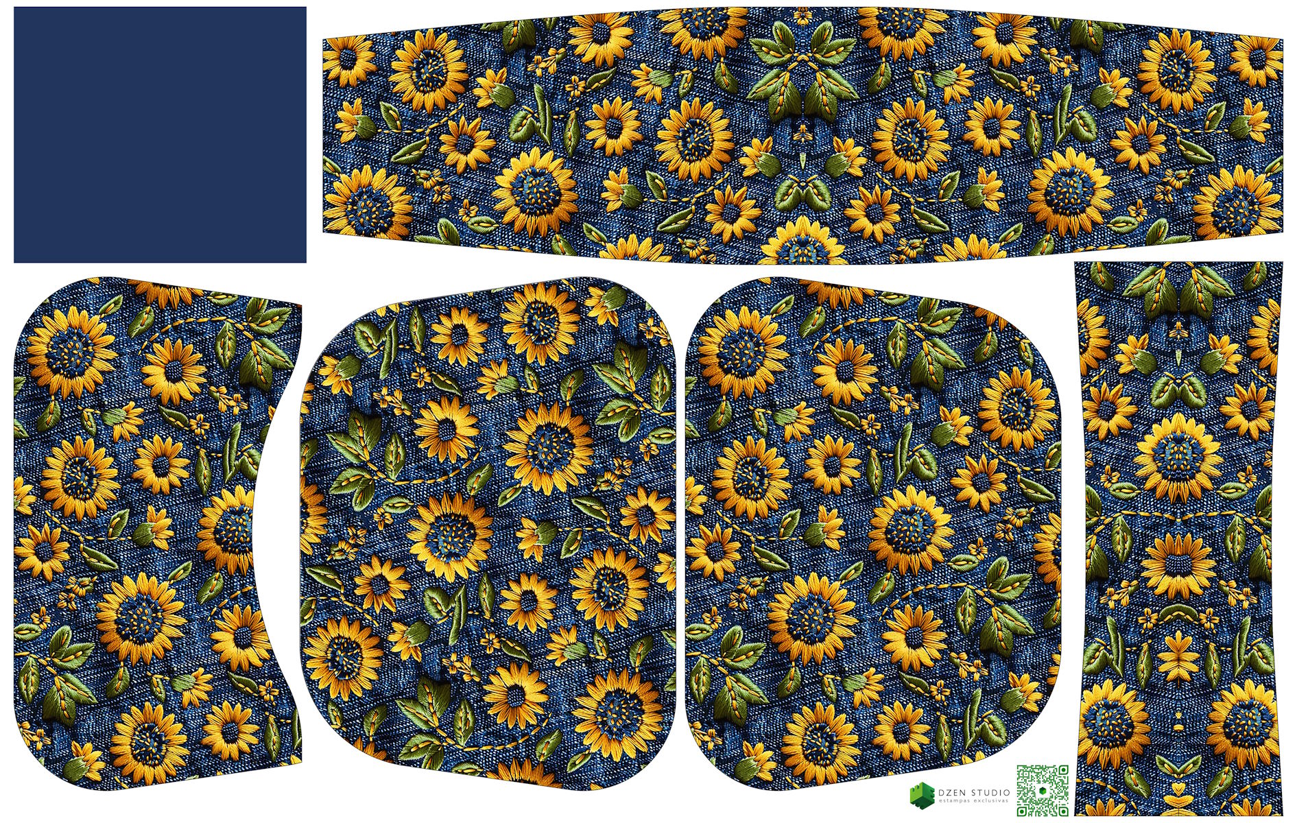 Painel Bolsa Marilene Girassol Fundo Jeans