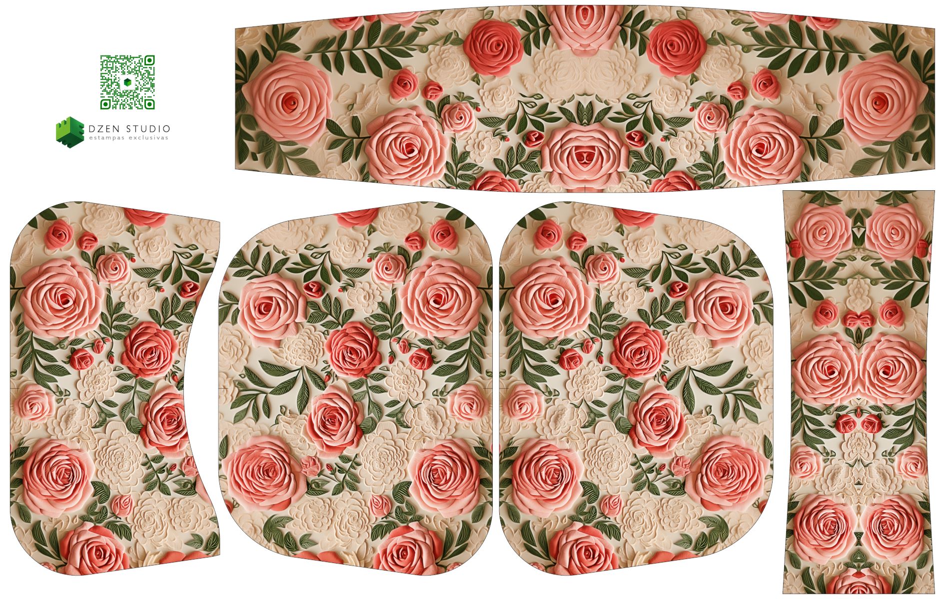 Painel Bolsa Marilene Rosas 3D Fundo Bege