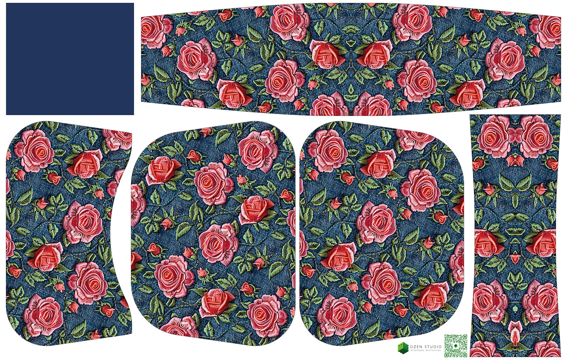Painel Bolsa Marilene Rosas Fundos Jeans