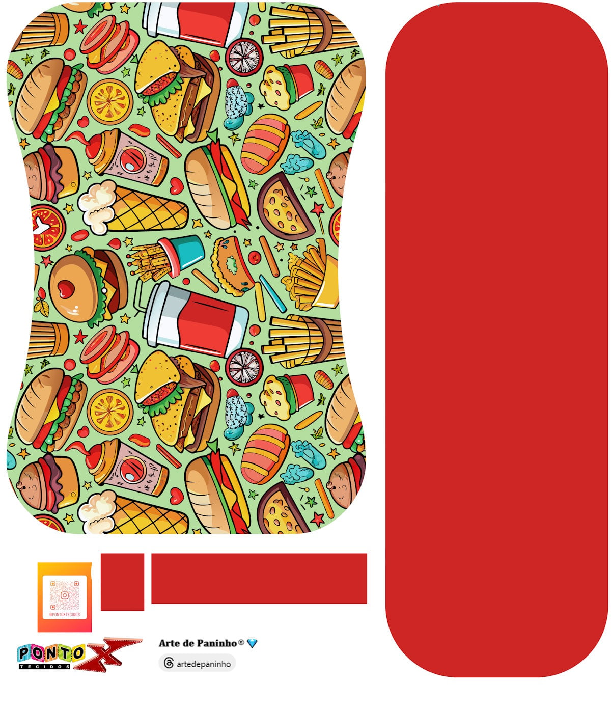 Painel Porta Marmita Lancheira Hambúrguer - Sintético Doll Estampado