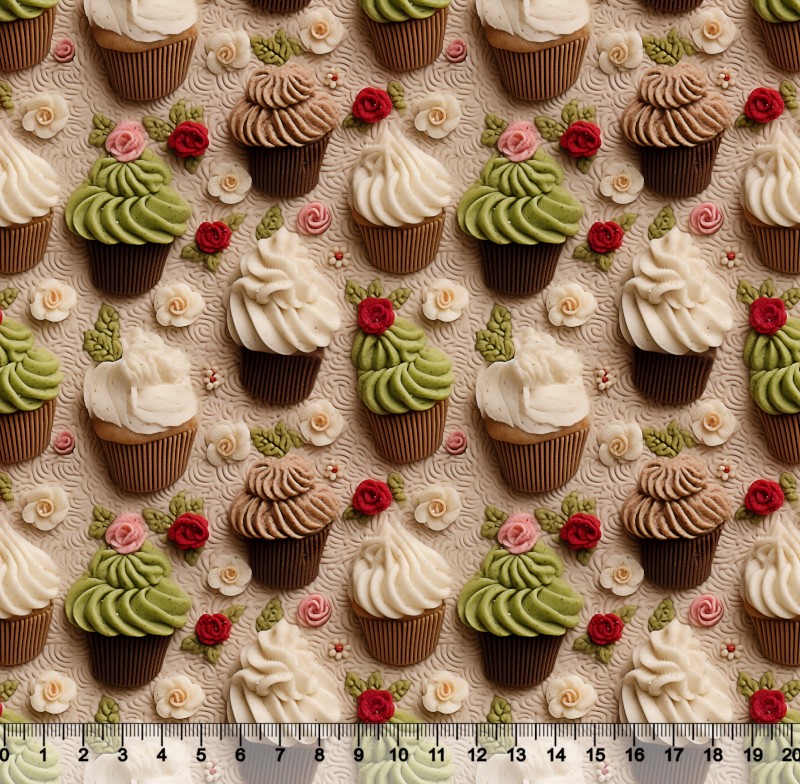 Tecido Tricoline Digital Cup Cakes Bege 88127