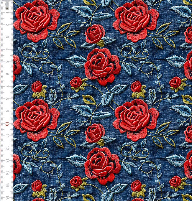 Sarja Impermeavel Floral Rosas Vermelhas Jeans