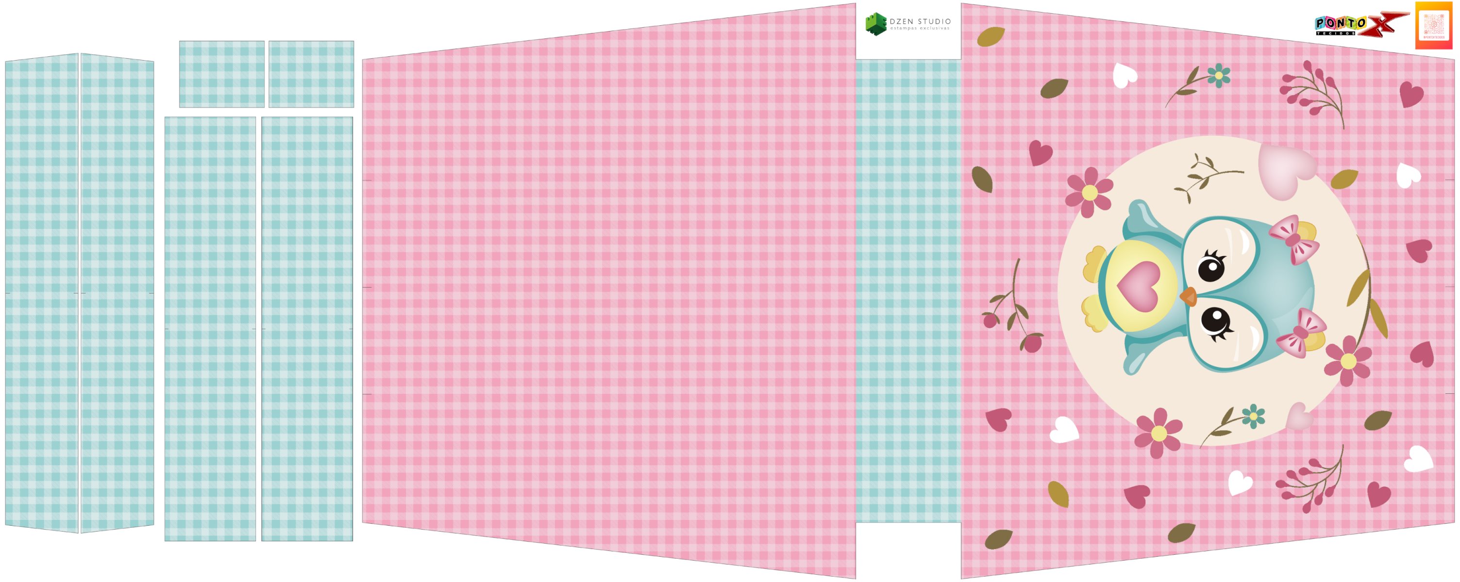 Ecobag Coruja Rosa com Verde