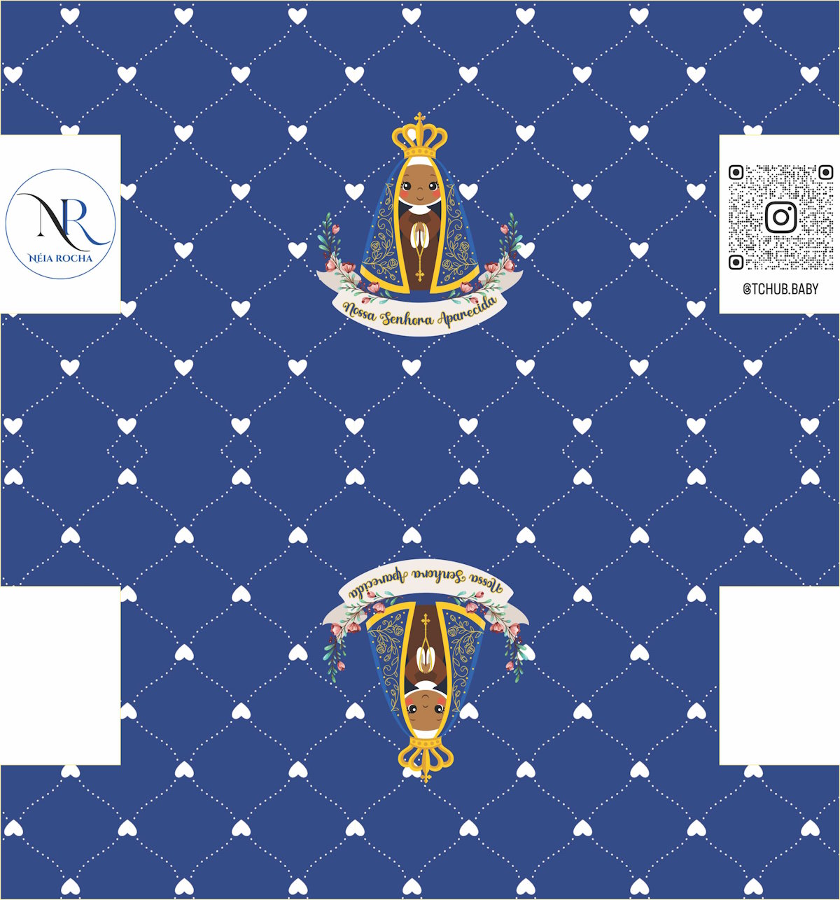 Estojo Box Nossa Senhora Fundo Azul Coração - Sintetico Doll