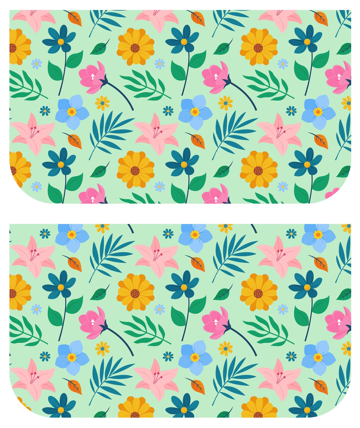 Necessarie Carteira Flores fundo verde claro - Sintético Doll