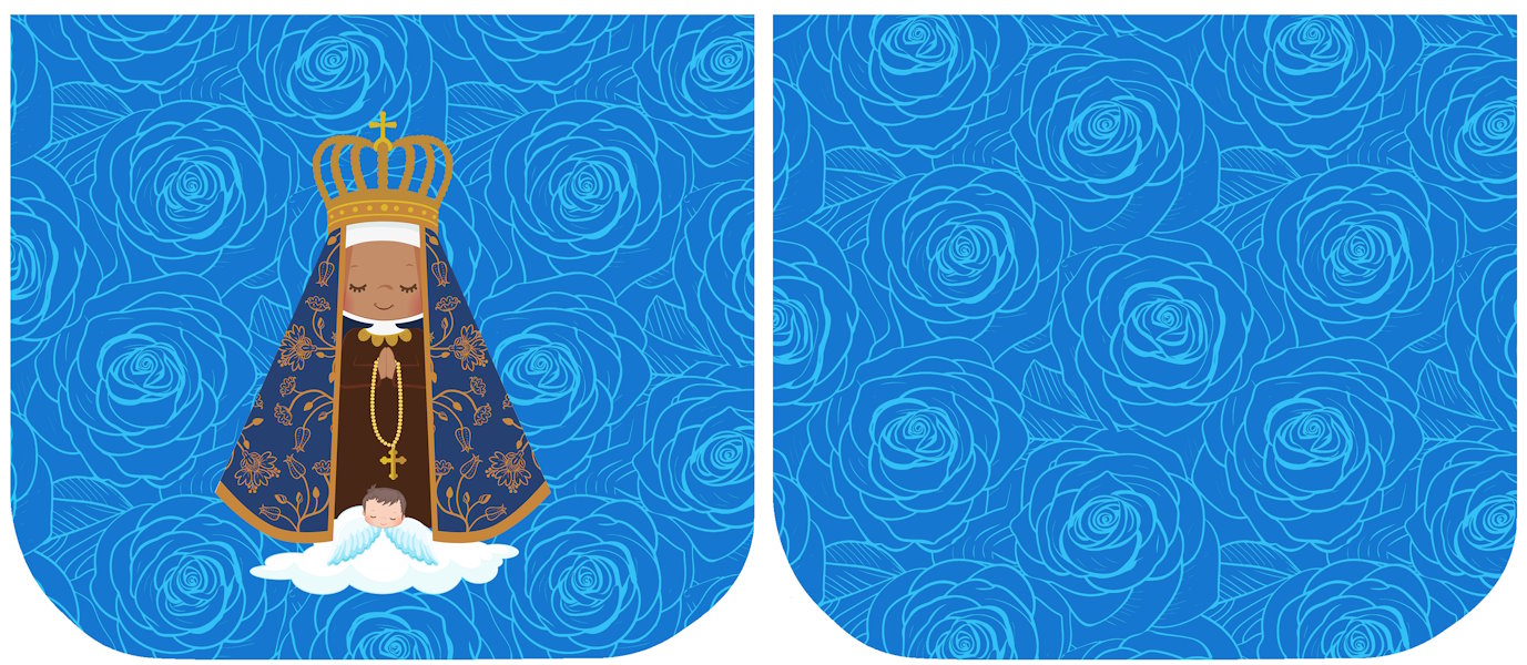 Necessarie Porta Moeda Nossa Senhora Fundo Flor Azul - Sintético Doll