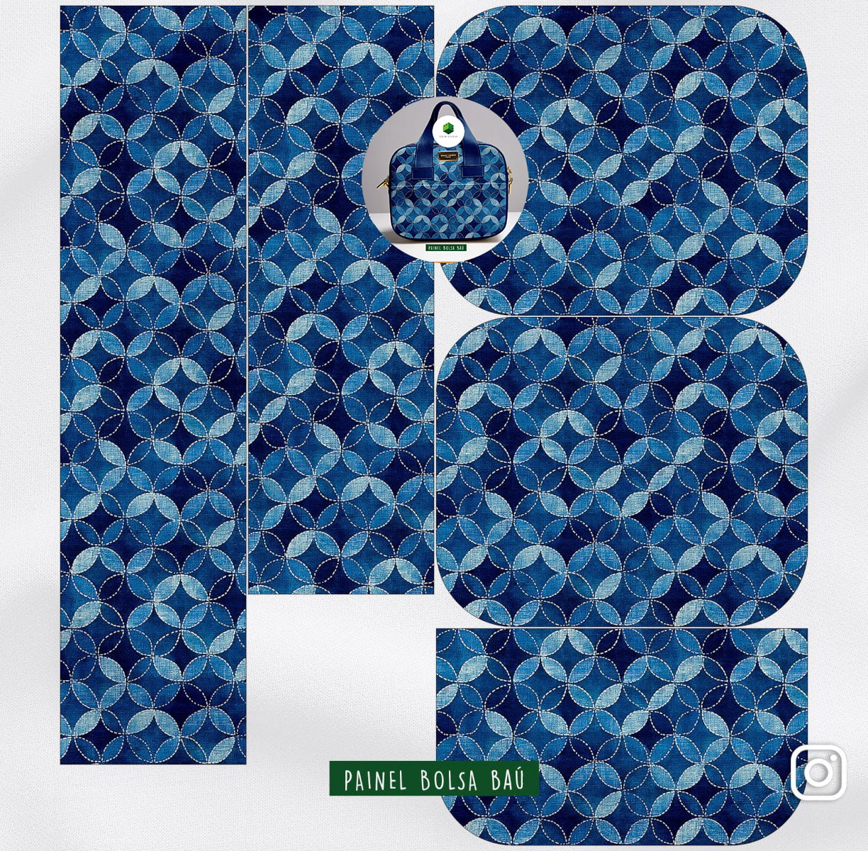 Painel Bolsa Baú Geometrico Azul