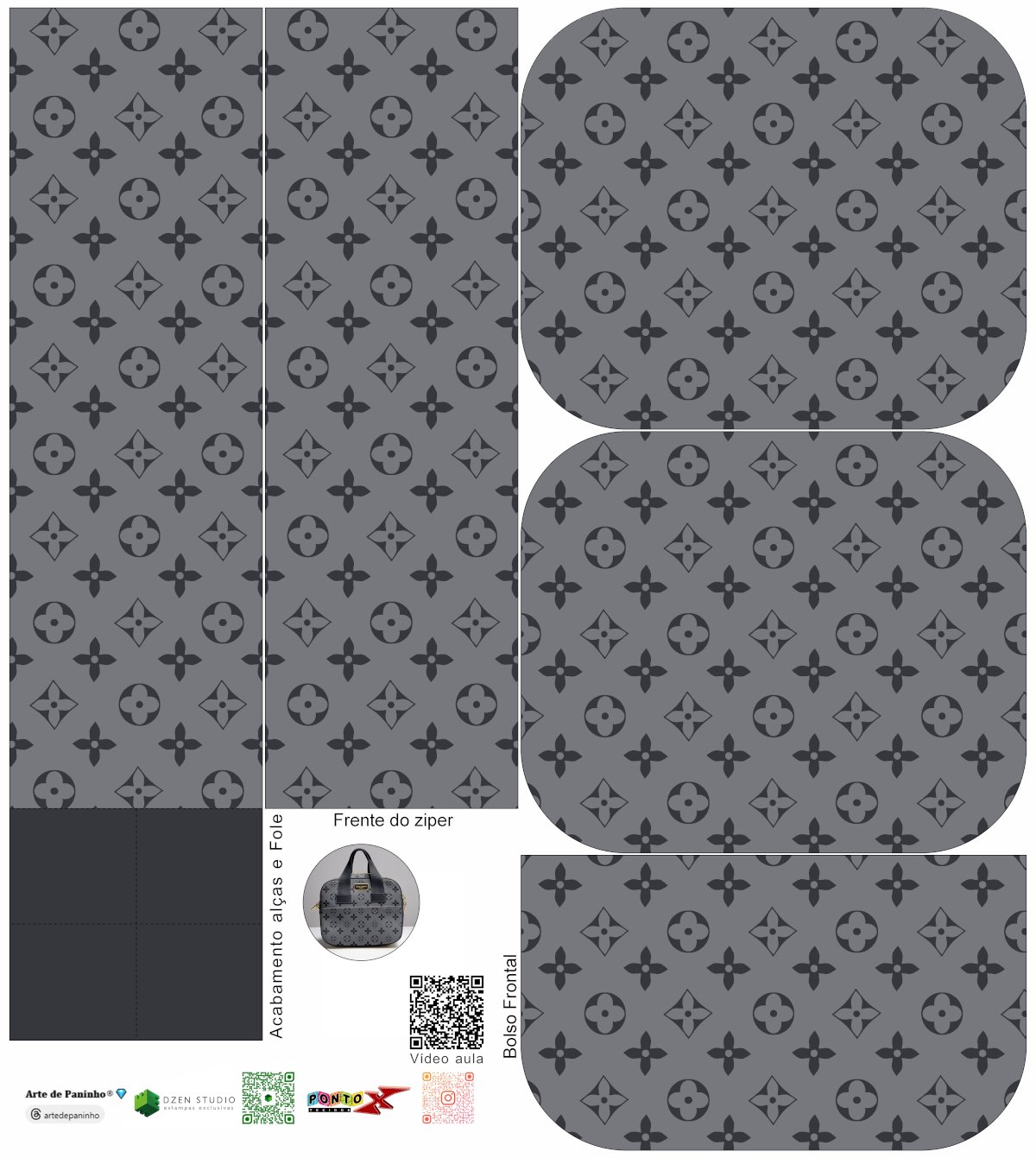 Painel Bolsa Baú Paris Cinza