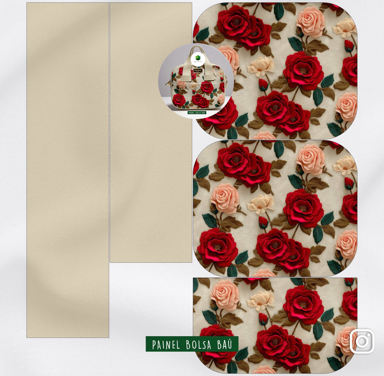 Painel Bolsa Baú Rosas