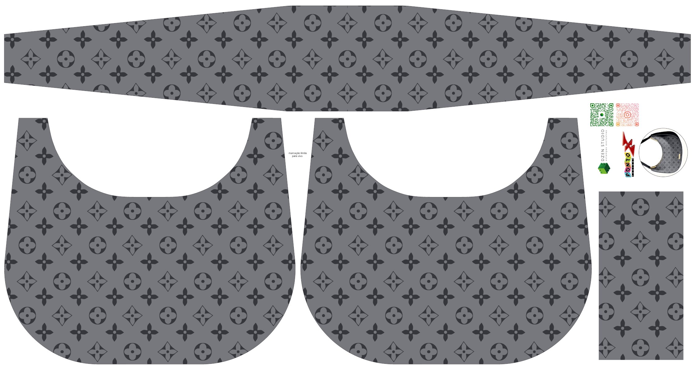 Painel Bolsa Canoa Paris Cinza