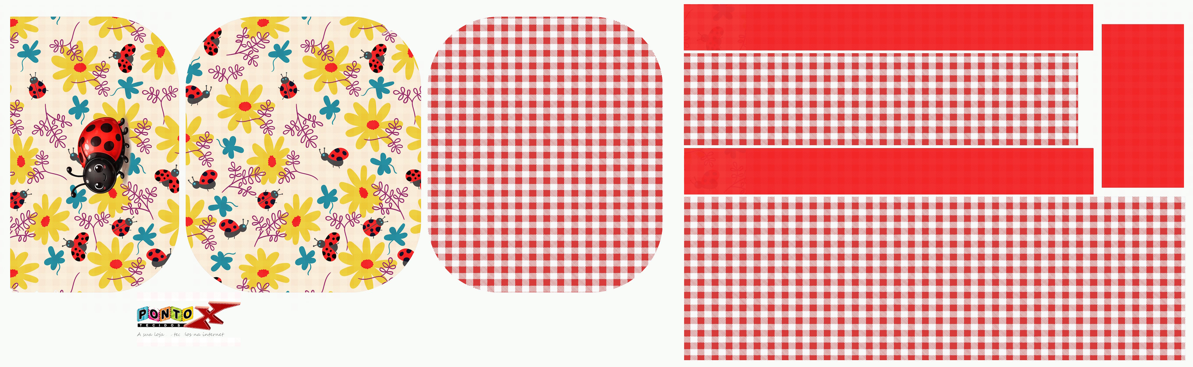 Painel Bolsa Joaninha Ziper Duplo - Sintético Doll