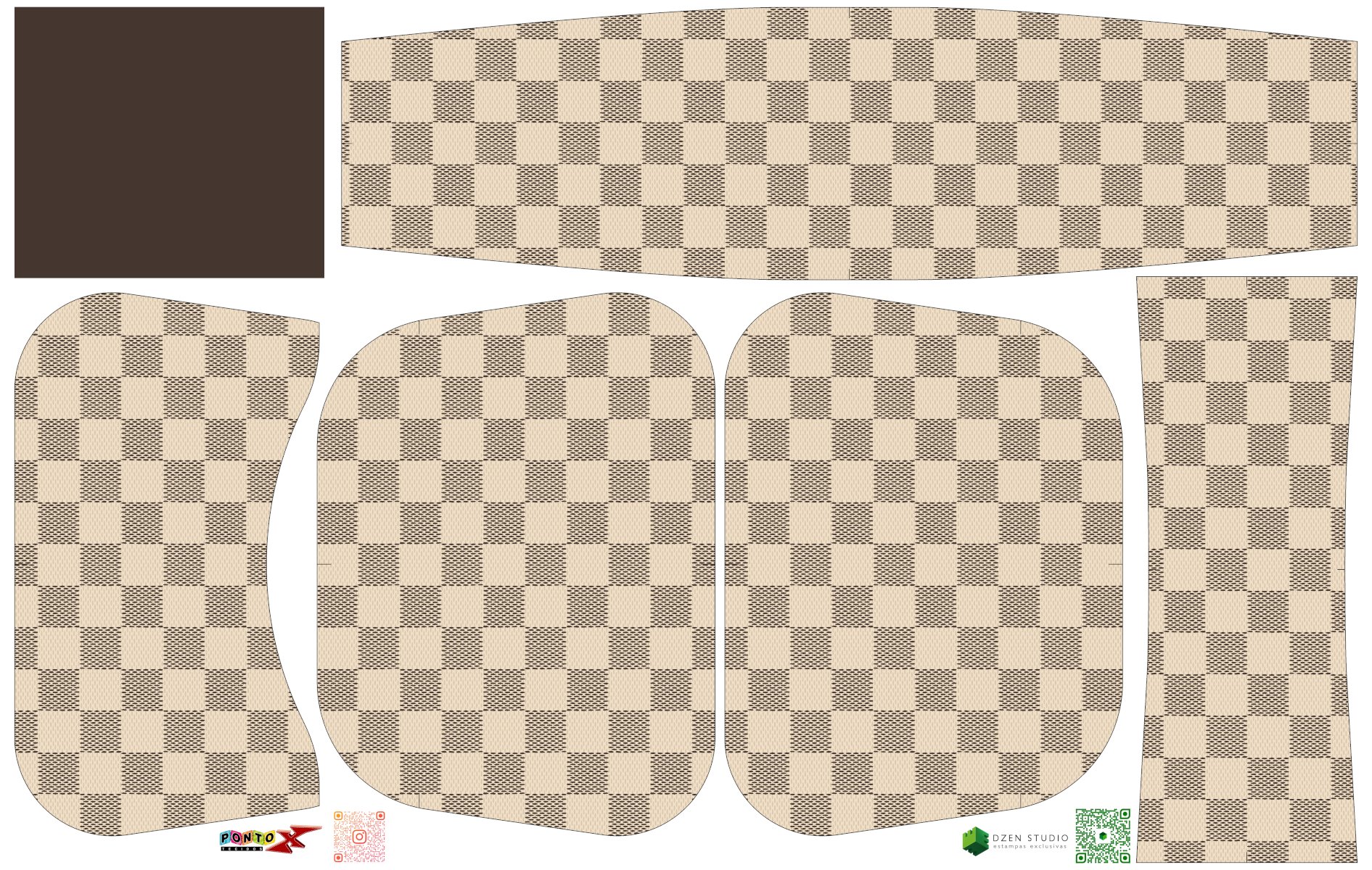 Painel Bolsa Lateral Paris Xadrez Bege