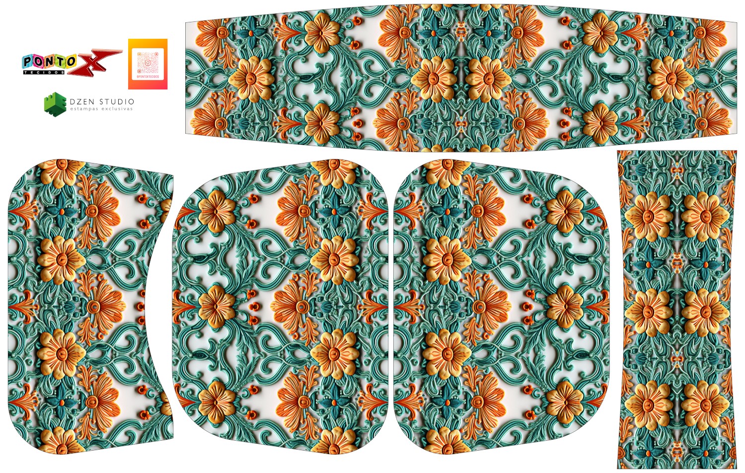 Painel Bolsa Marilene Flor e Listras 3D