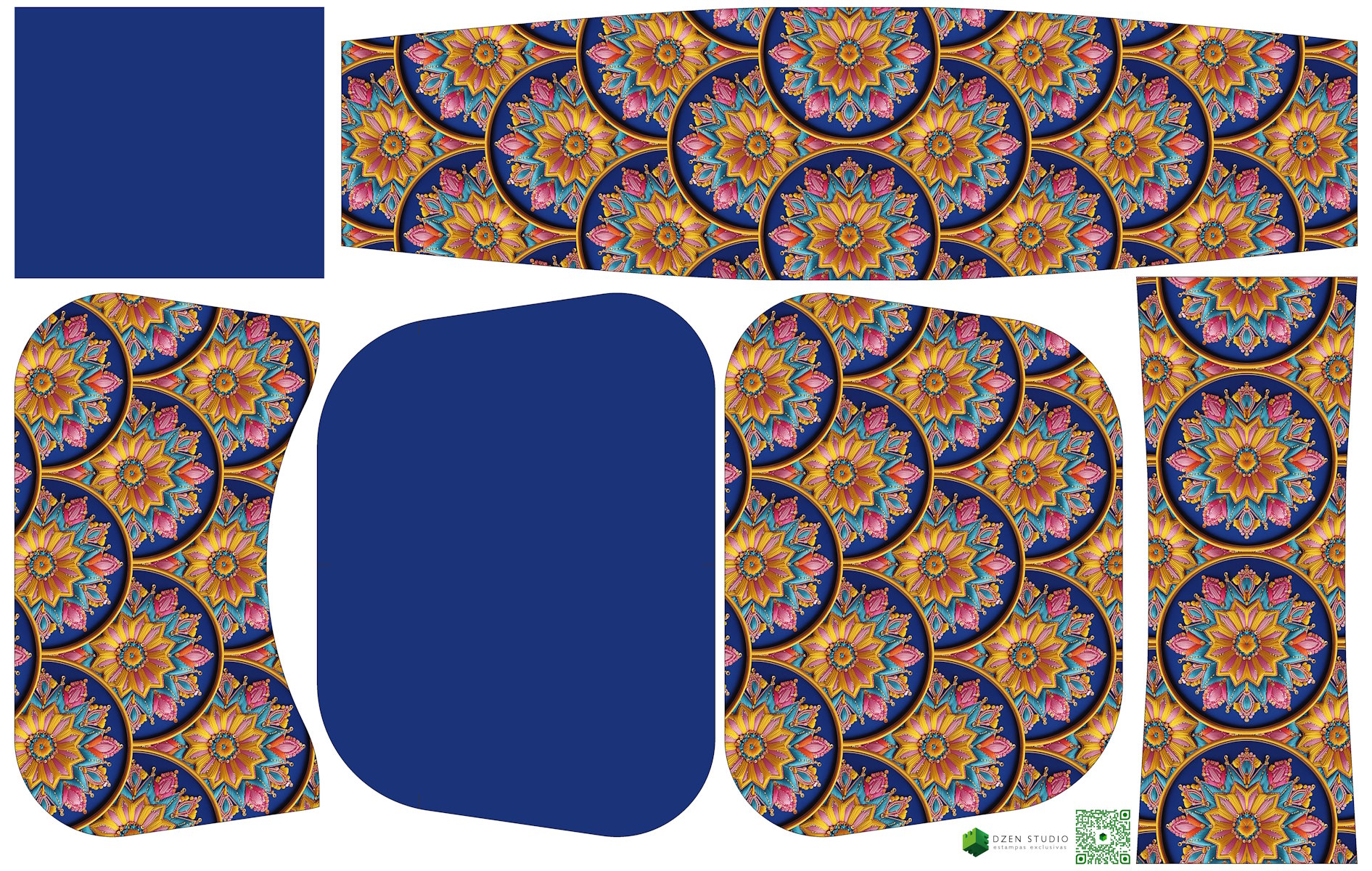 Painel Bolsa Marilene Mandalas - Azul