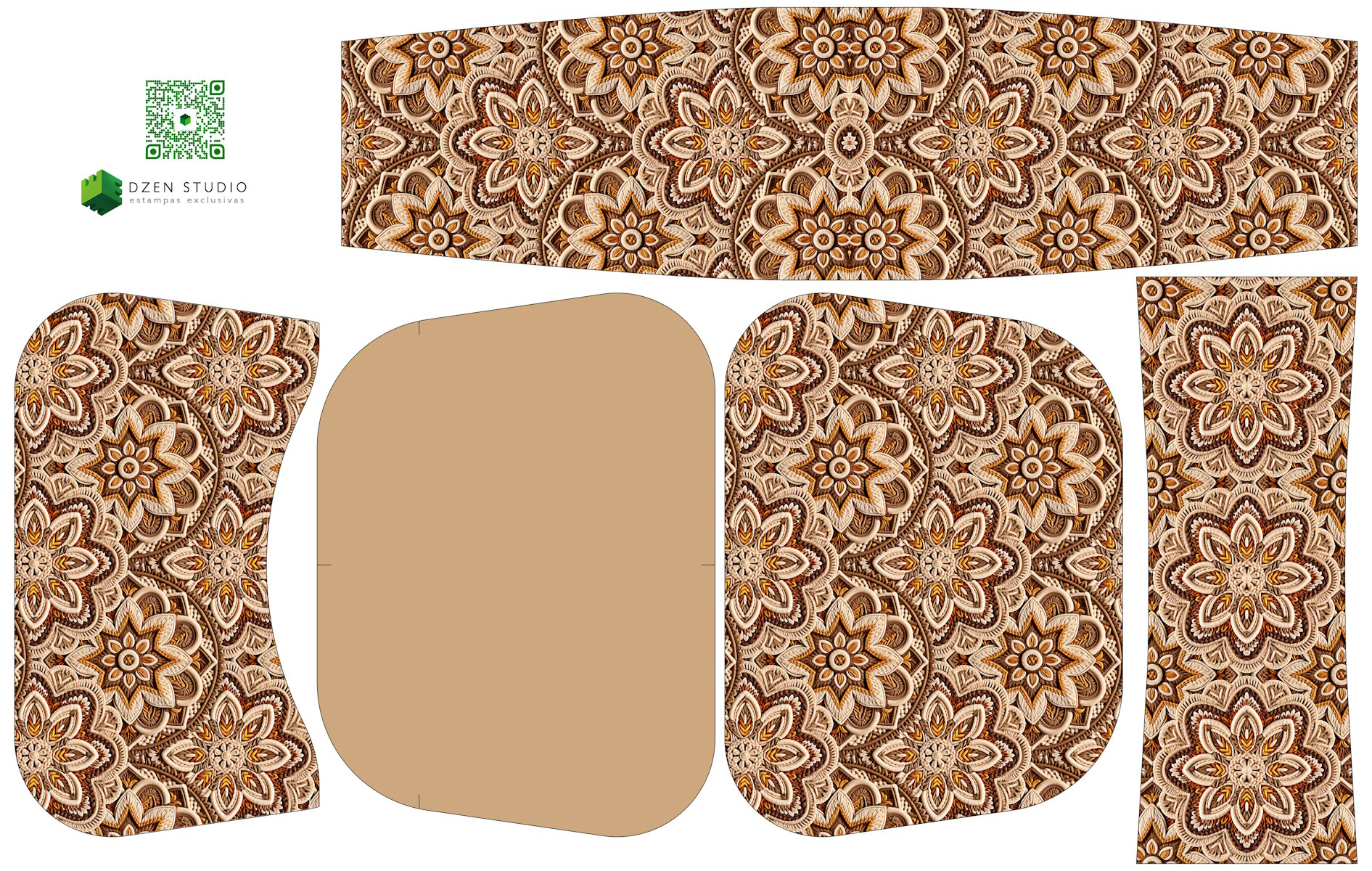 Painel Bolsa Marilene Mandalas Bege e Lisa
