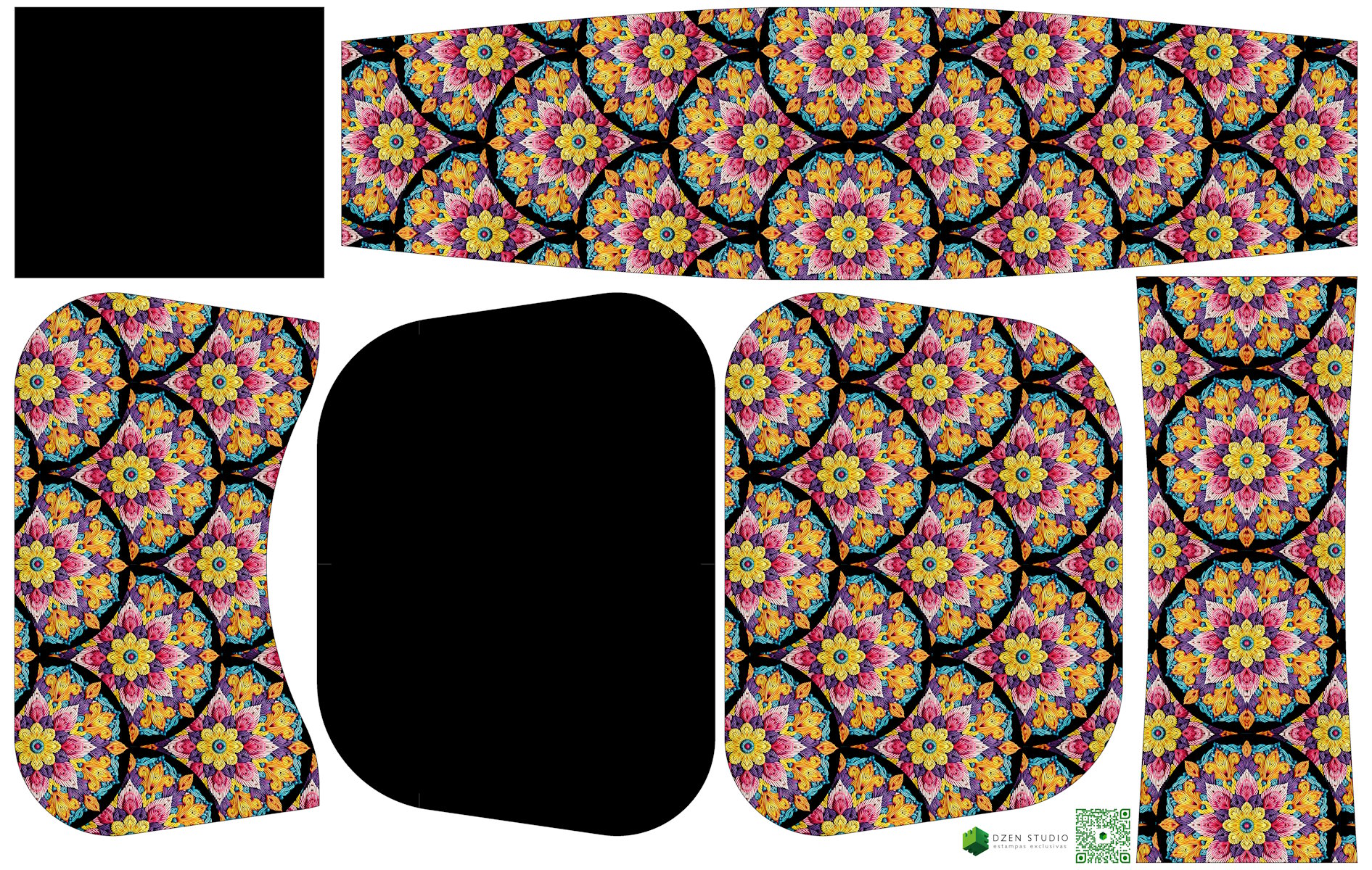 Painel Bolsa Marilene Mandalas - Preto