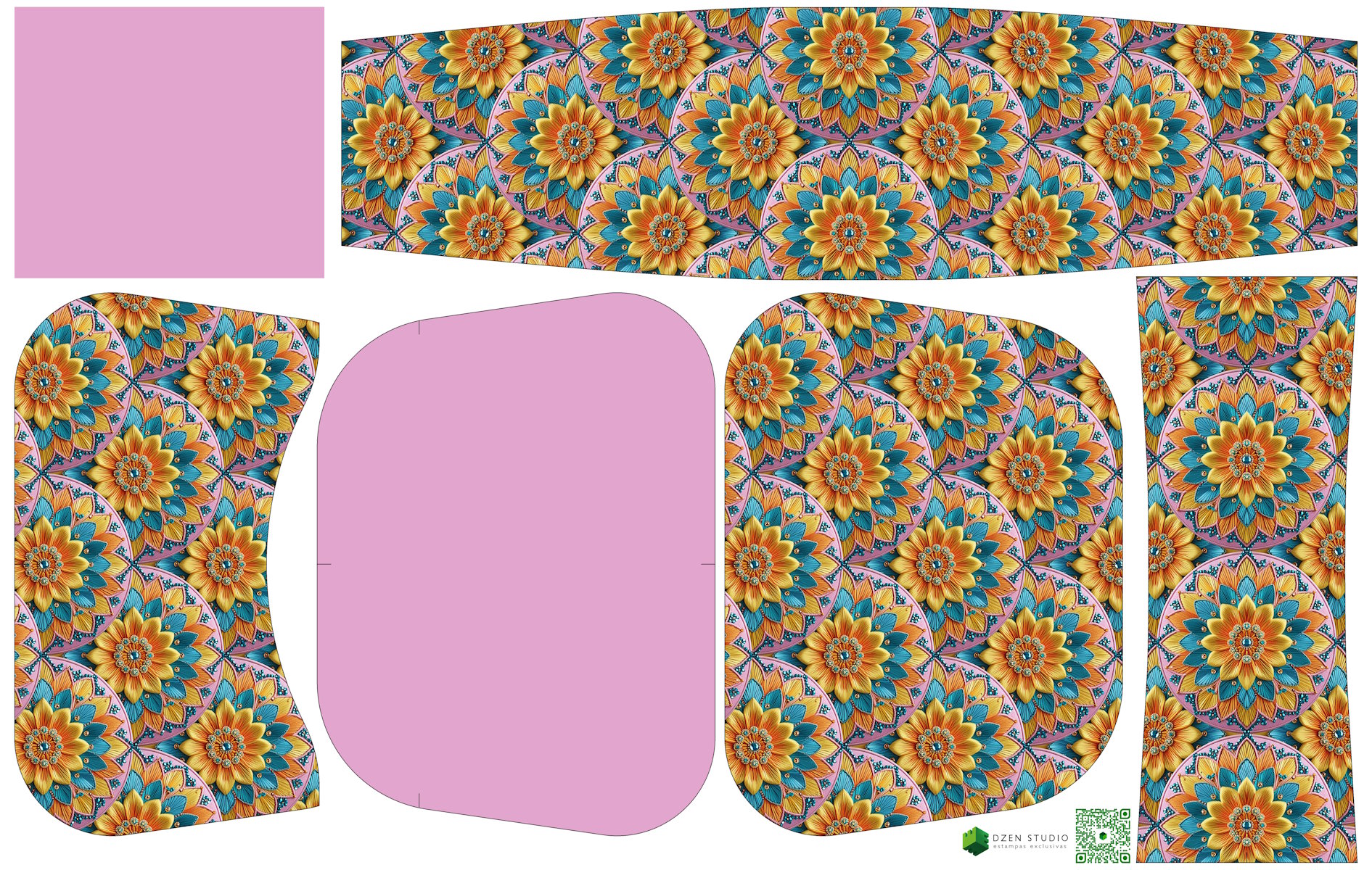 Painel Bolsa Marilene Mandalas - Rosa