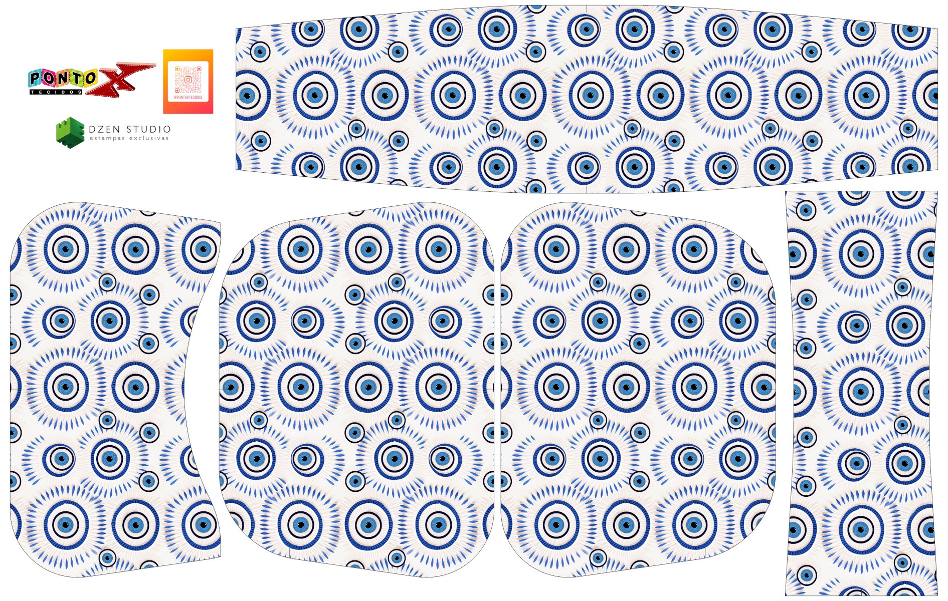 Painel Bolsa Marilene Olho Grego Branco e Azul