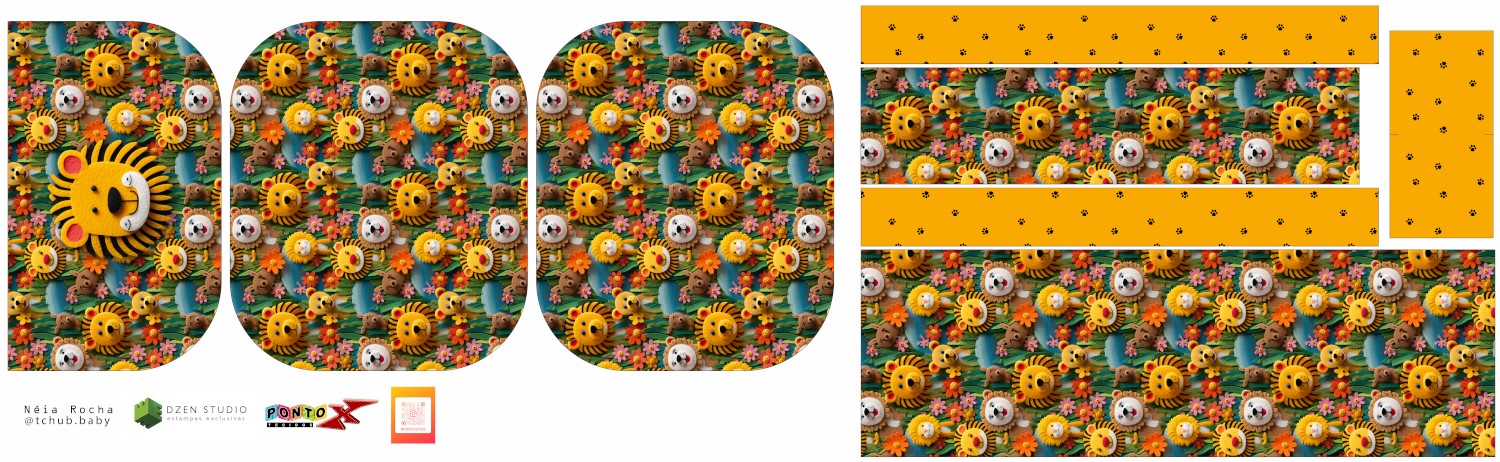 Painel Bolsa Menino Safari Ziper Duplo - Dzen Sintético Doll