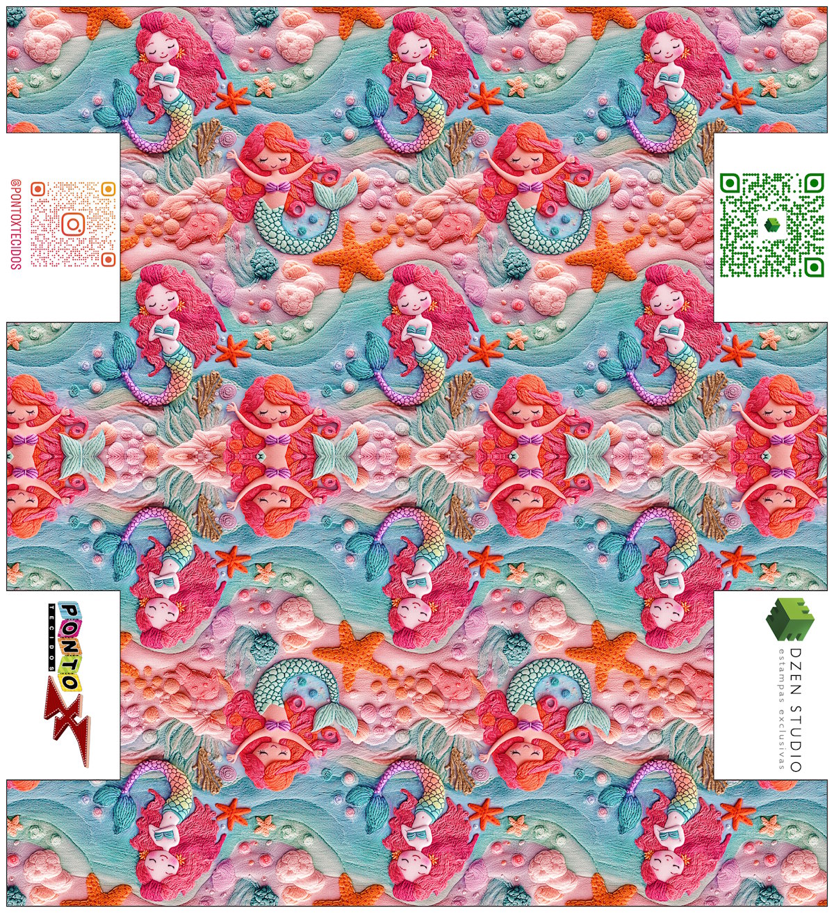 Painel Estojo Sereia - Dzen Sintético Doll Estampado
