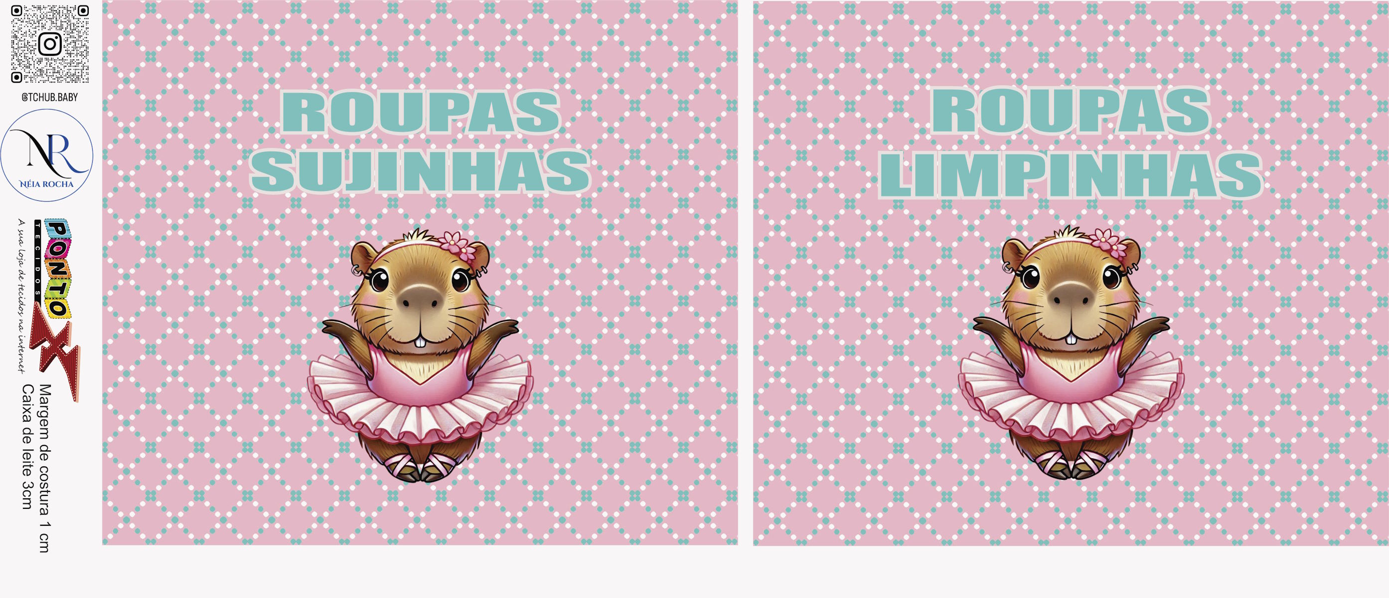 Painel Limpinho e Sujinho Capivara Bailarina - Sintético Doll by Neia Rocha