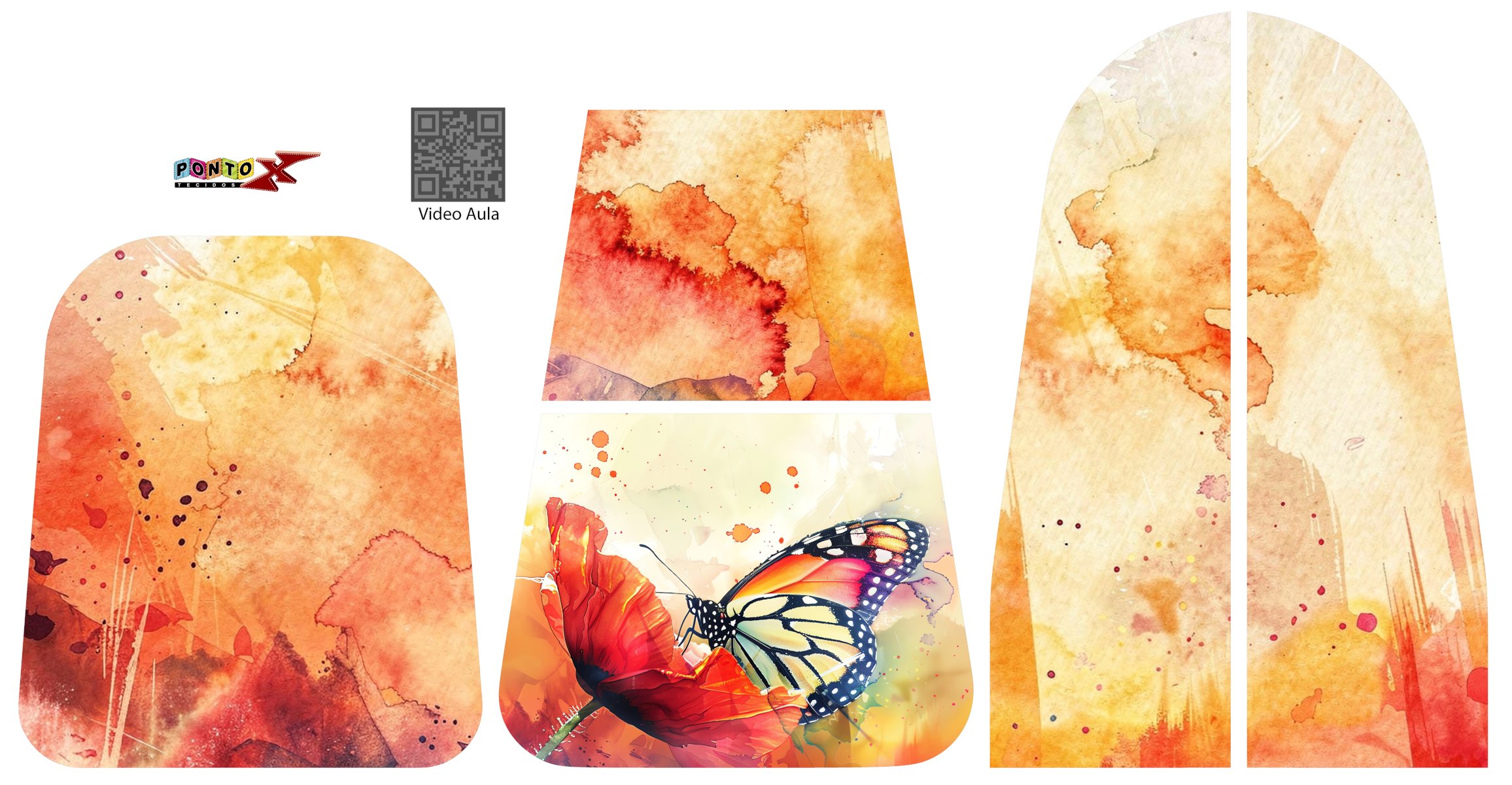 Painel Mochila 2 Bolsos Borboleta Aquarela - Sintético Doll