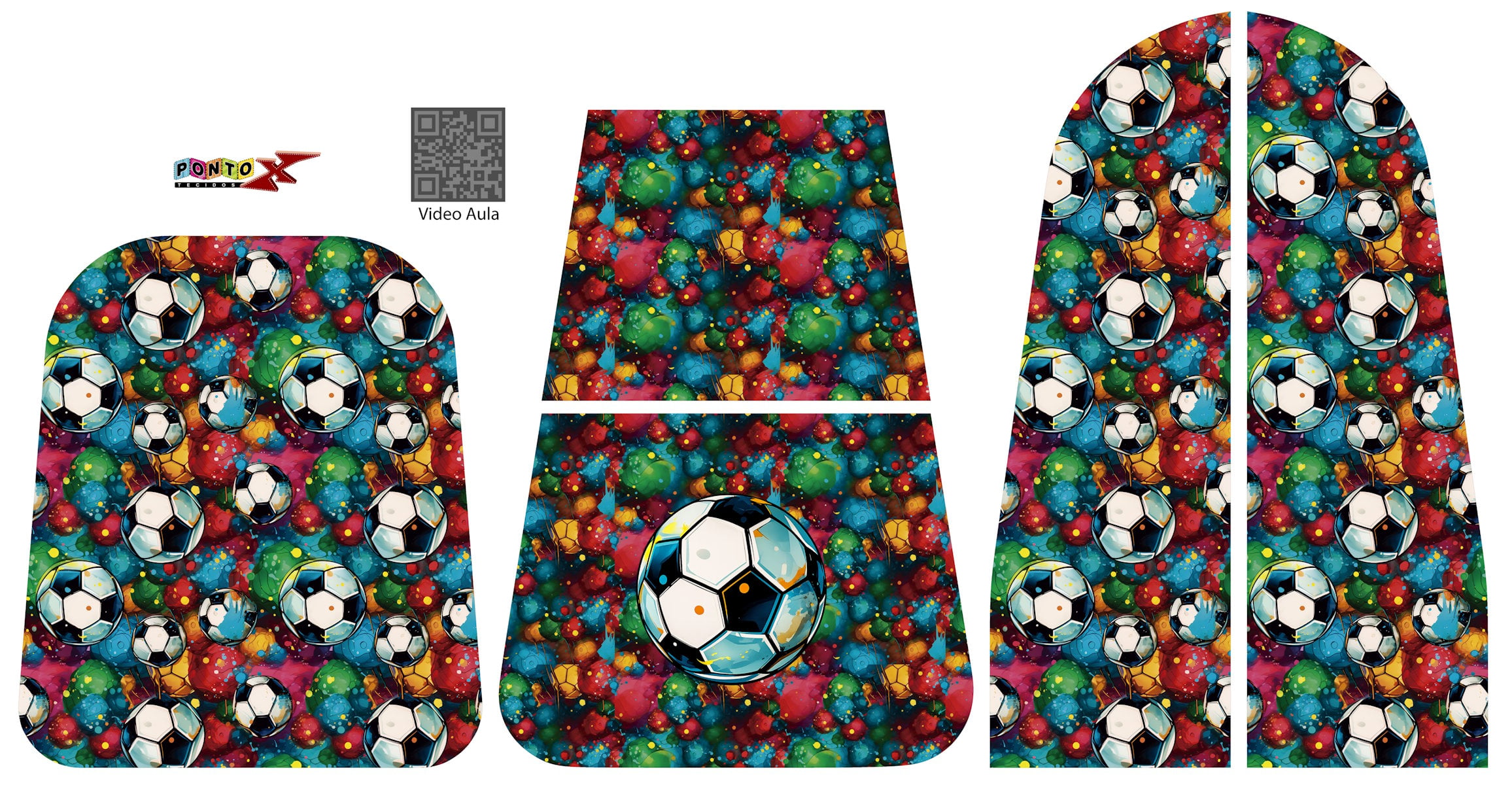 Painel Mochila 2 Bolsos Estampa Futebol Bola G - Sintético Doll