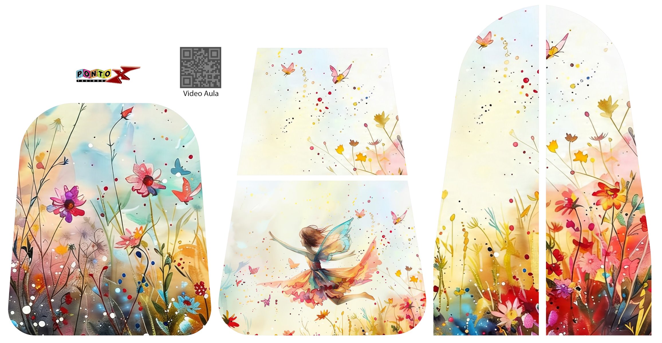 Painel Mochila 2 Bolsos Fada Aquarela - Sintético Doll