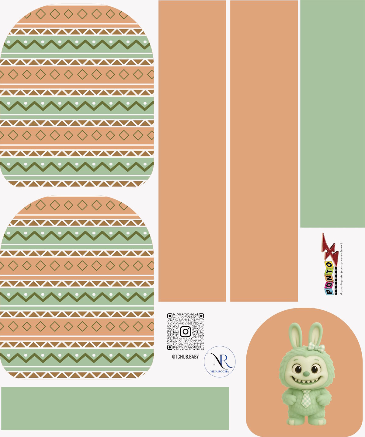 Painel Mochila Labubu com Bolso - Sintético Doll