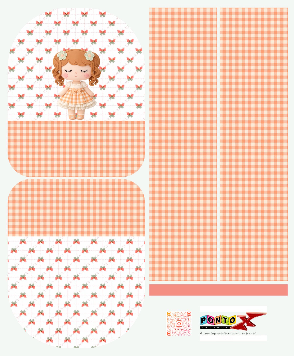 Painel Mochila Média Boneca - Sintético Doll Estampado