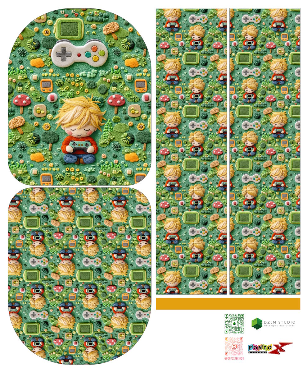 Painel Mochila Média Games - Dzen Sintético Doll Estampado