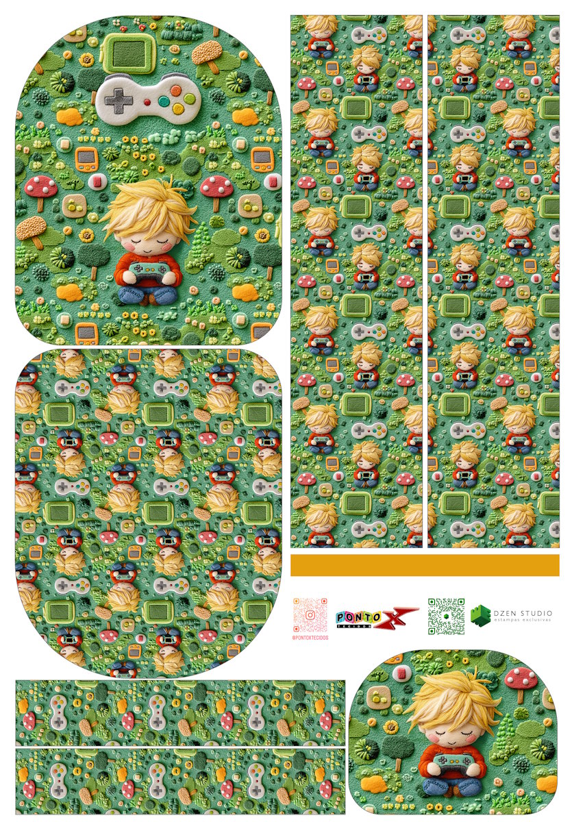 Painel Mochila Média Games - Dzen Sintético Doll Estampado