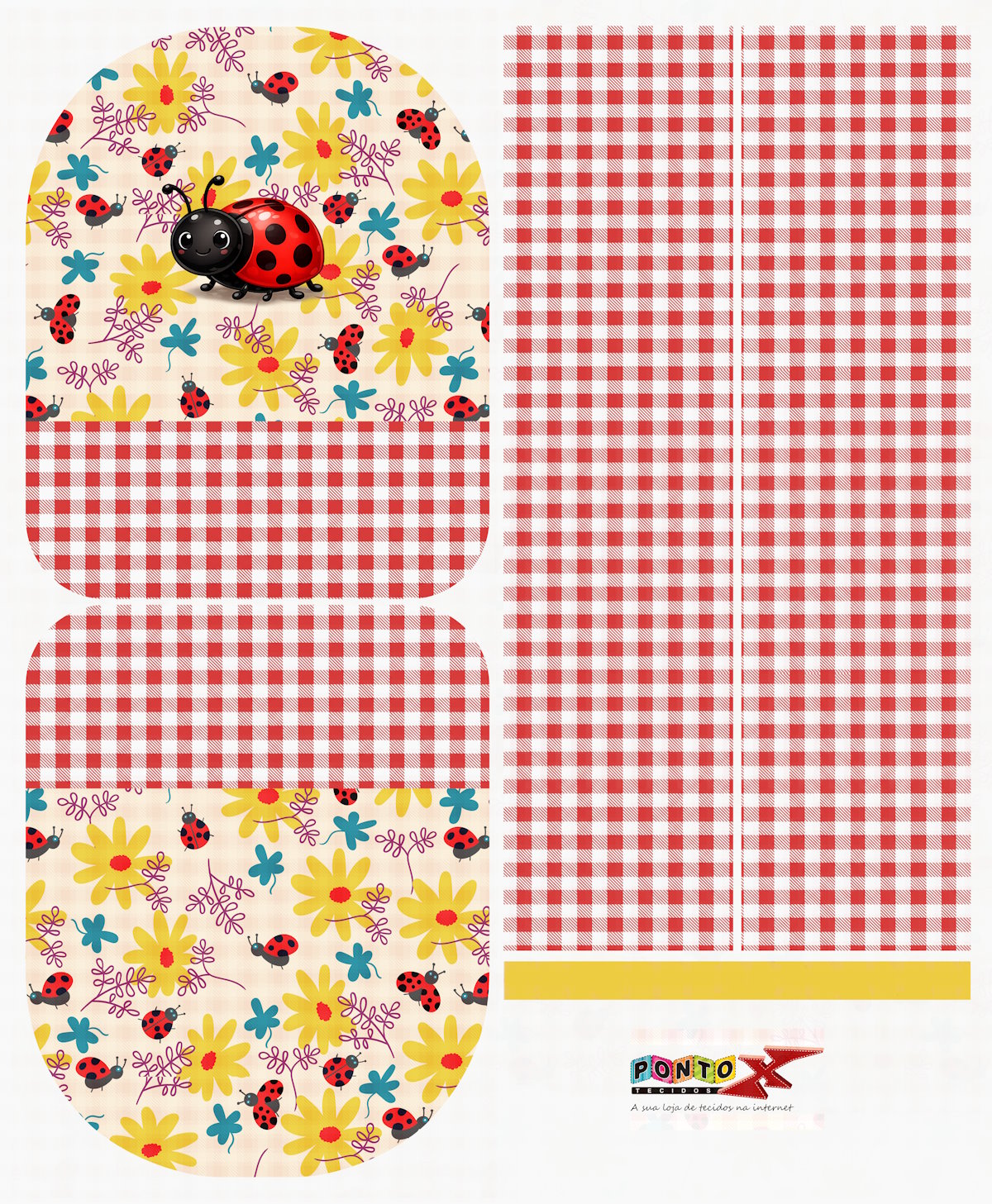 Painel Mochila Média Joaninha Xadrez - Sintético Doll Estampado