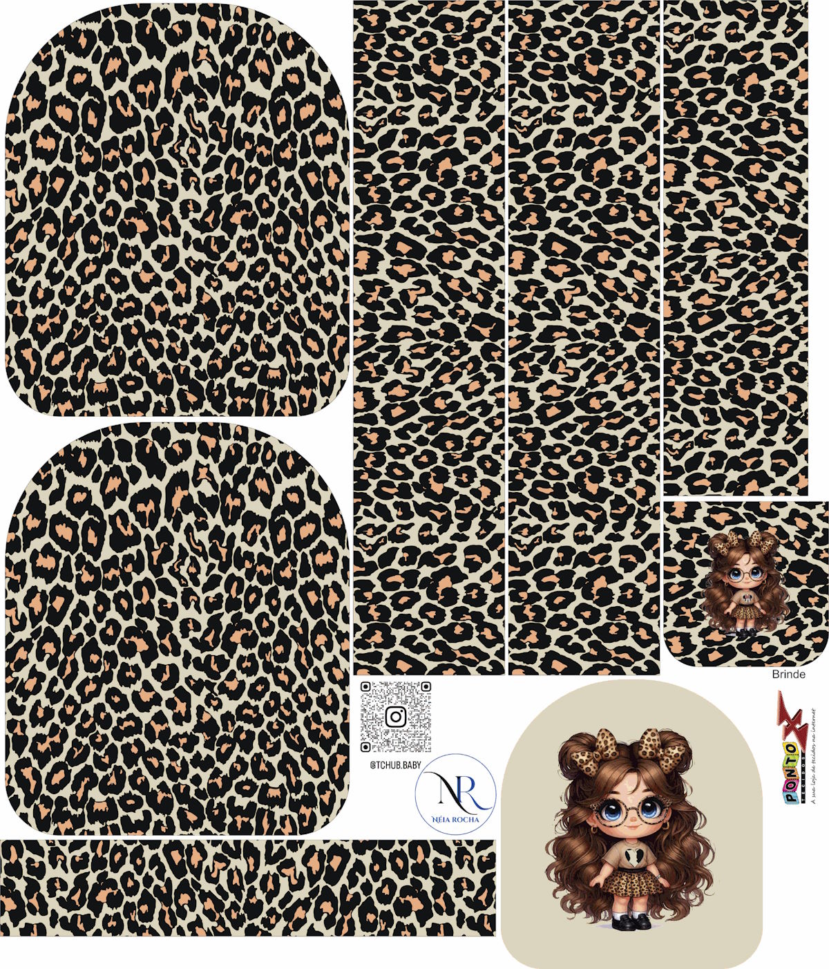 Painel Mochila Menina Helô Bege com Bolso - Sintético Doll by Neia Rocha