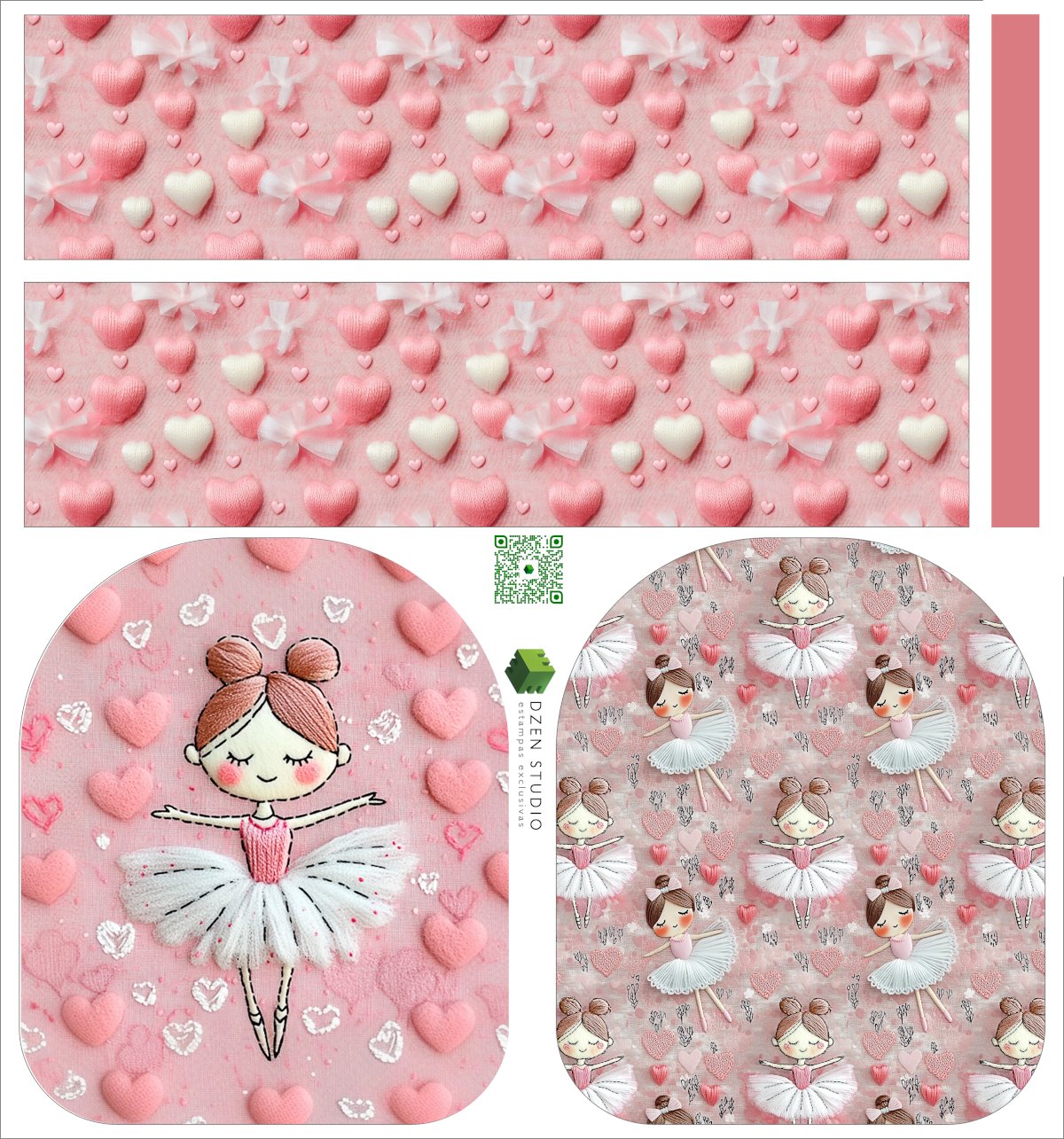 Painel Mochila Mini Bailarina Fundo Rosa - Ponto X Tecidos Doll Estampado