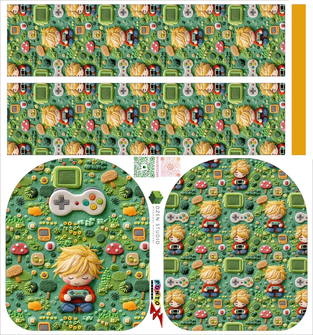Painel Mochila Mini Games - Dzen Sintético Doll Estampado