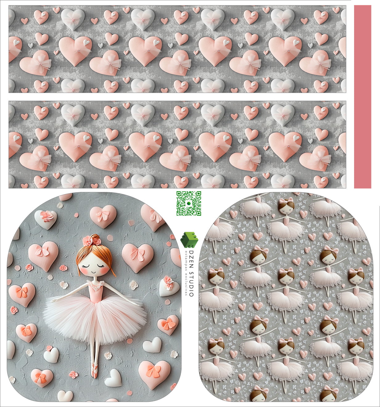 Painel Mochila Bailarina Fundo Cinza - Ponto X Tecidos Doll Estampado