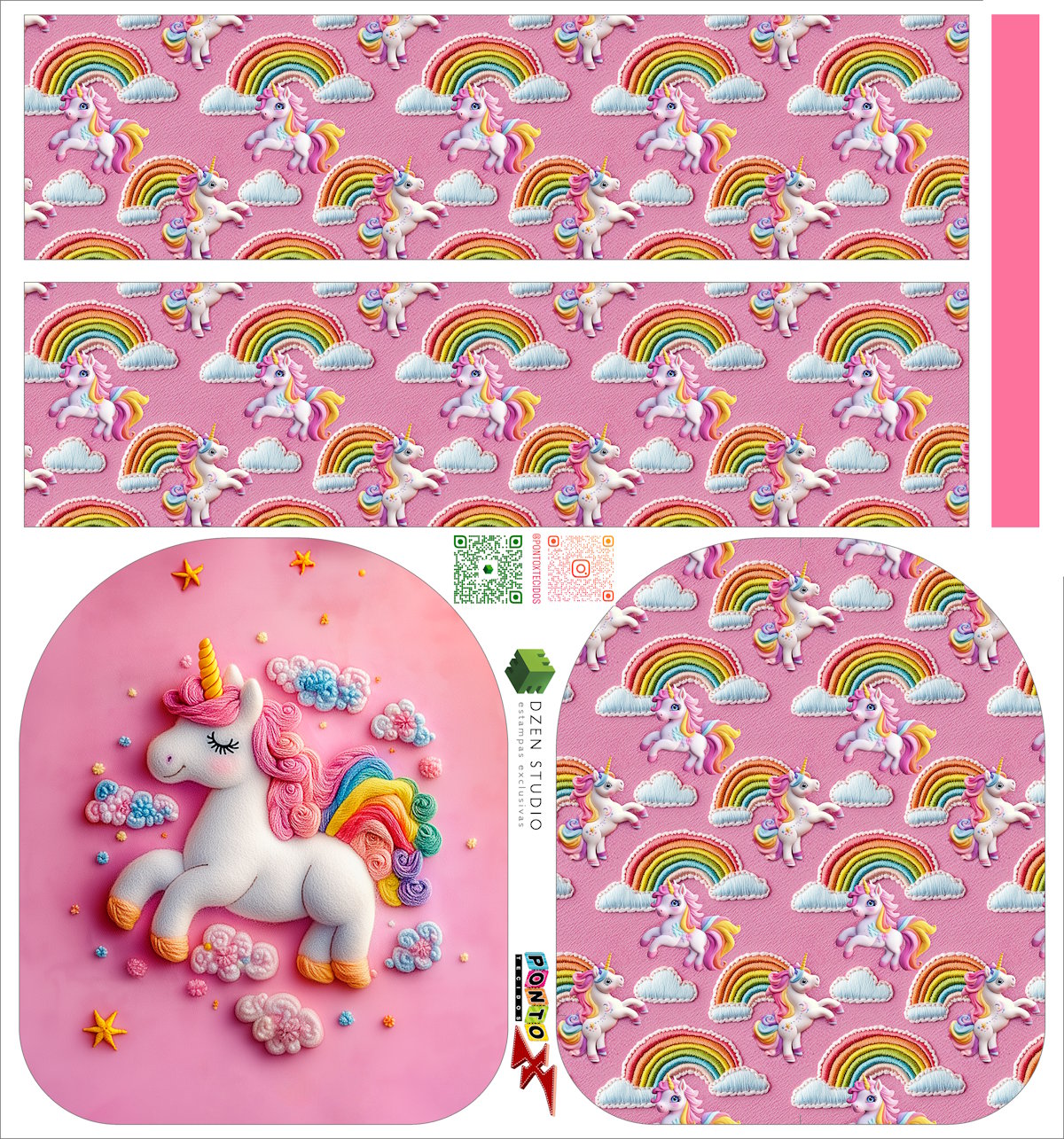 Painel Mochila Mini Unicórnio - Dzen Sintético Doll Estampado