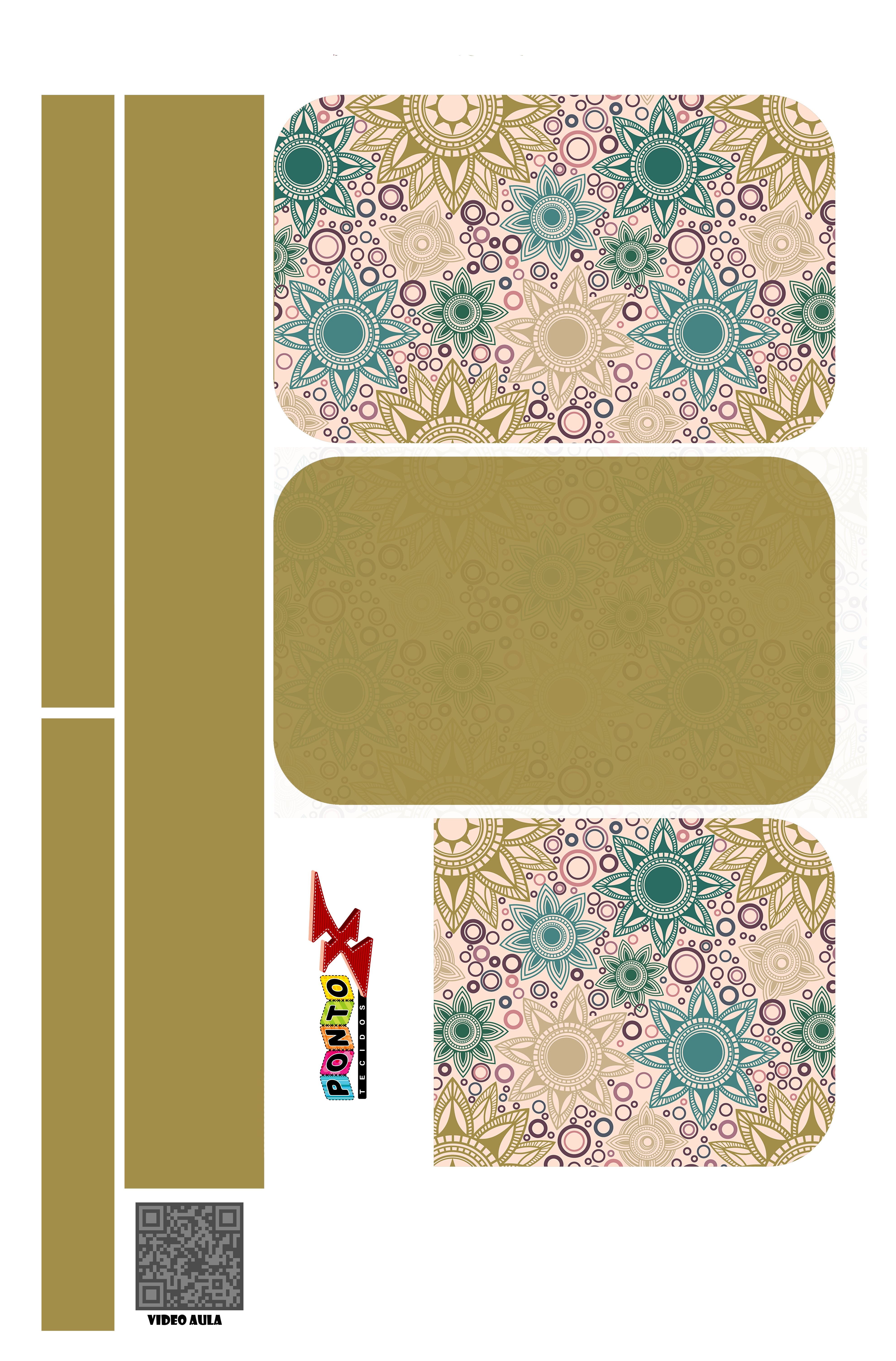 Painel Porta Celular Mandala Musgo - Sintético Doll