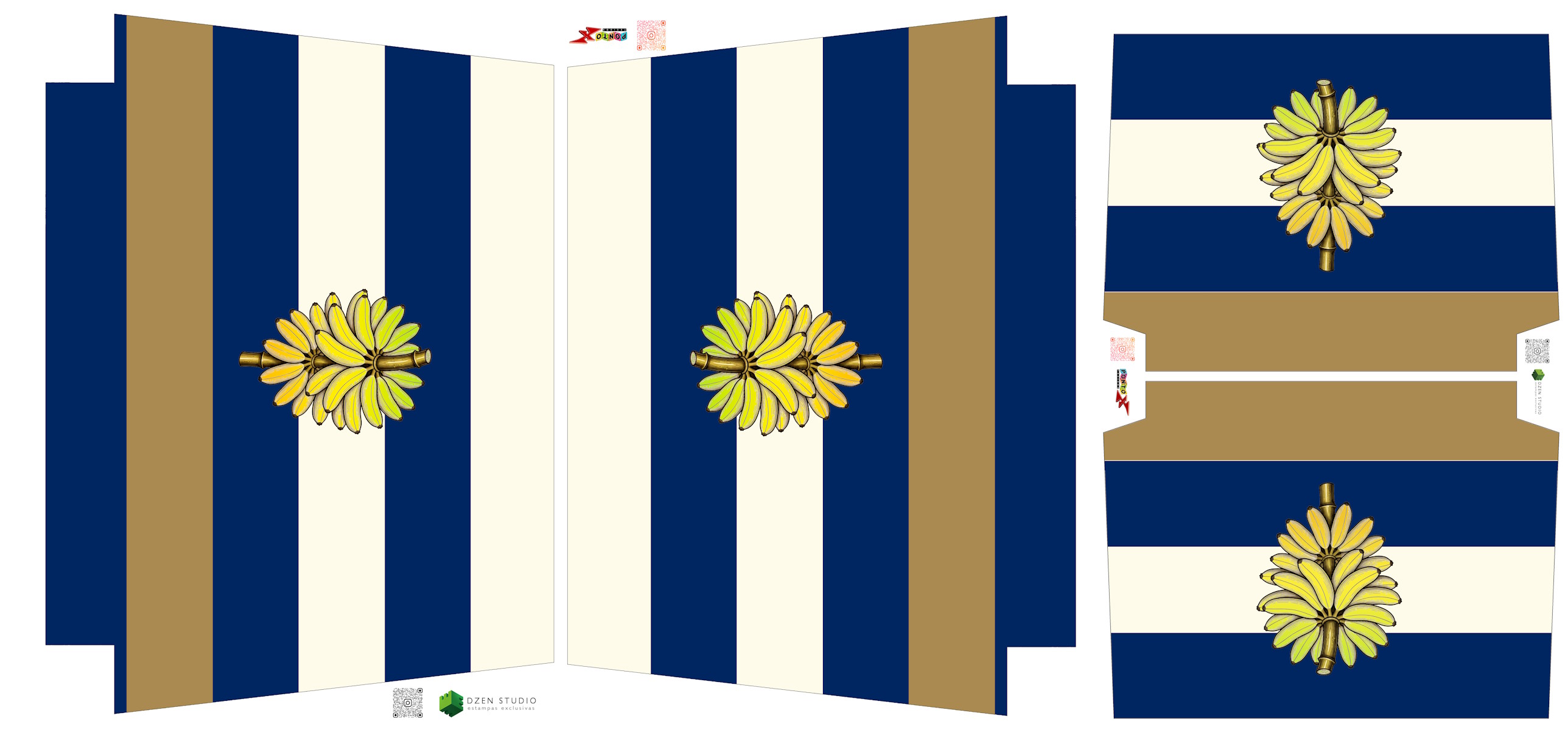 Painel Sintético Doll Kit Praia Marinho e Bege Banana