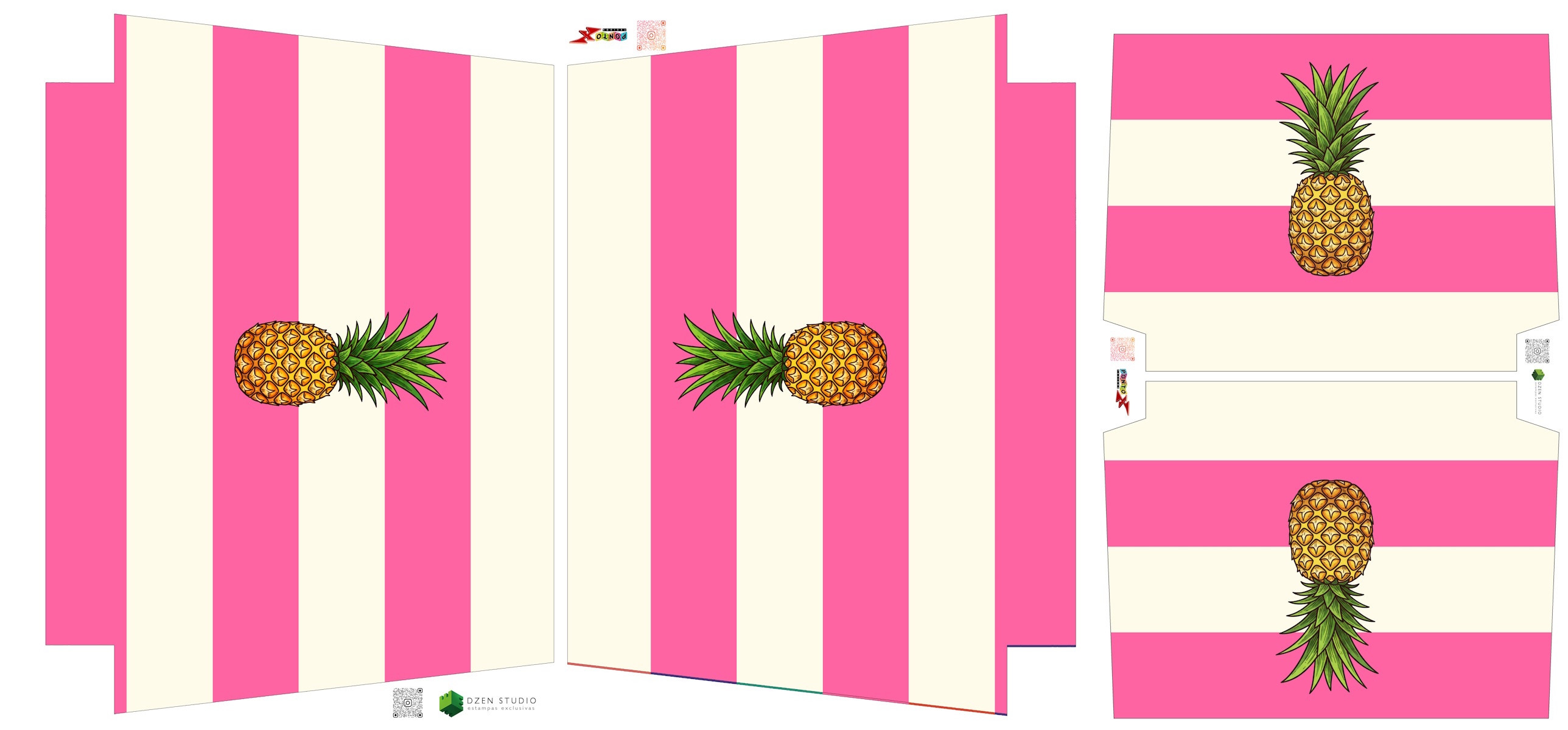 Painel Sintético Doll Kit Praia Rosa Abacaxi