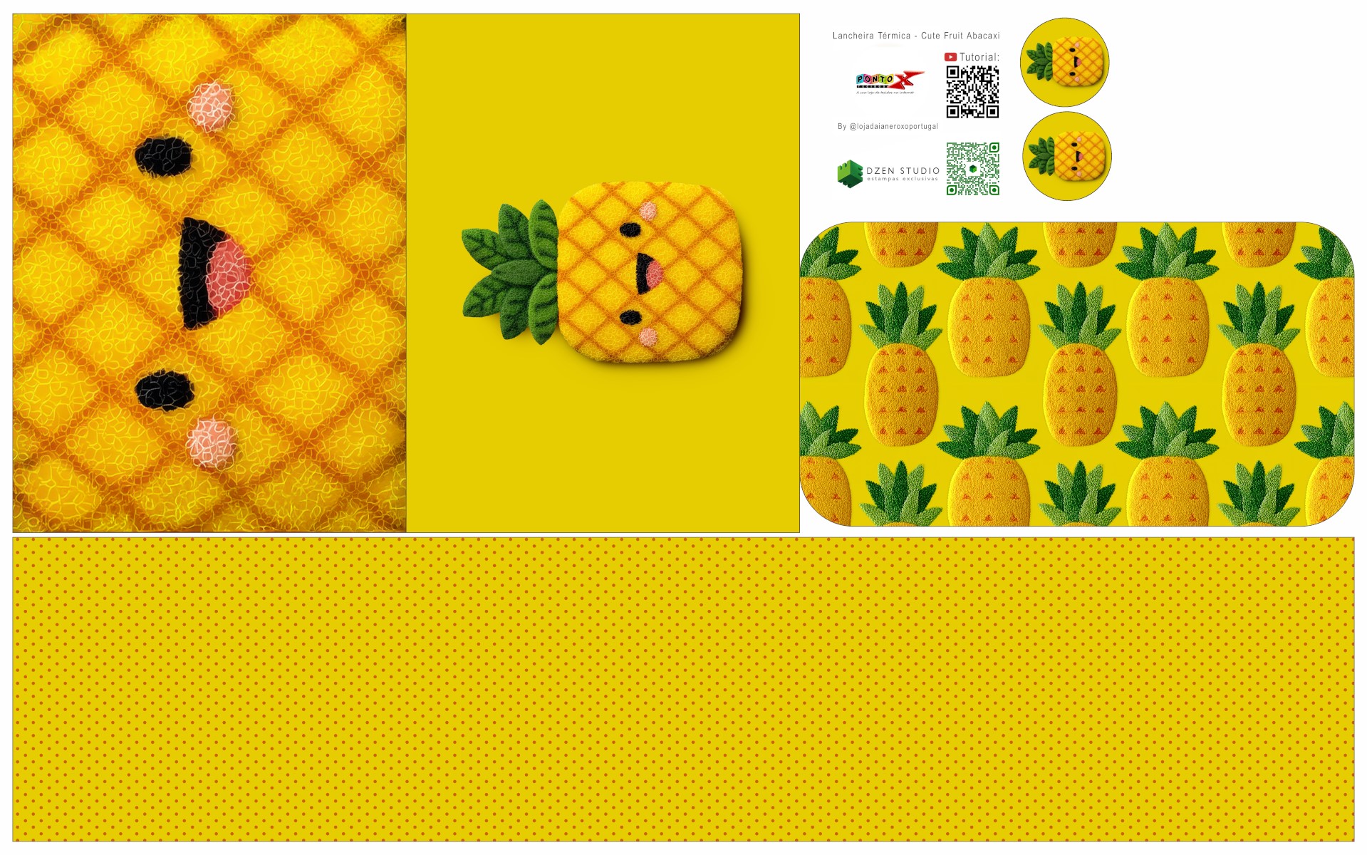 Painel Sintético Doll Lancheira Cute Fruit Abacaxi