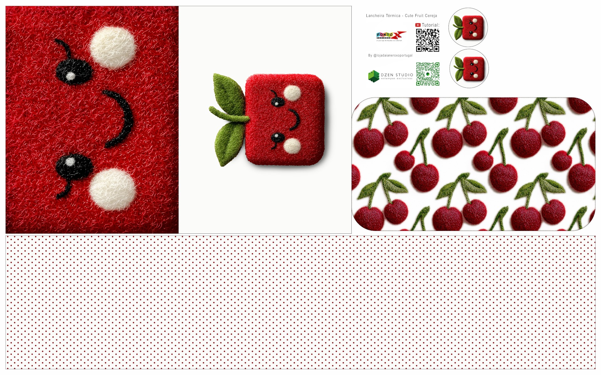 Painel Sintético Doll Lancheira Cute Fruit Cereja